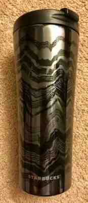 Starbucks 2017 Stainless Steel Tumbler Black Wave Graphics Travel Mug 16 Fl Oz. - Sold on eBay Nov, 17th 2019 for $24.99