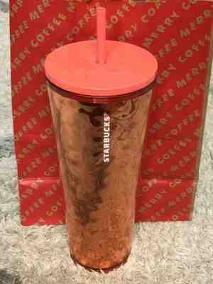 Brand New Starbucks 2019 Venti Platinum  Gold Pink Cold Cup Tumbler for Holidays - Sold on eBay Nov, 16th 2019 for $18.20