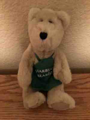HTF Starbucks 1997 Plush #1 First Green Apron Jointed Bearista Bear w/Ribbon - Sold on eBay Nov, 16th 2019 for $19.99
