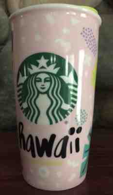 STARBUCKS PINK HAWAII CERAMIC TO GO TRAVEL TUMBLER MUG  - Sold on eBay Nov, 16th 2019 for $25.99