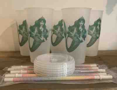 NEW LOT Of 5 Starbucks Mermaid Siren Frosted Reusable Cold Cup 2019 - Sold on eBay Nov, 16th 2019 for $35.00