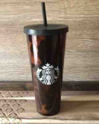 Starbucks Tortoise Tumbler Black Brown Cold Cup W/Straw 24oz HTF 2019 NWT - Sold on eBay Nov, 16th 2019 for $42.00