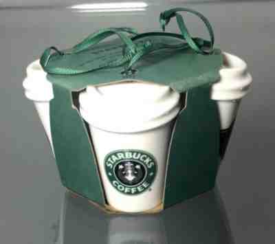 Starbucks White Cup Logo Mini Travel Mugs Christmas 4 PacK Ornaments 2.5"  2016 - Sold on eBay Nov, 16th 2019 for $15.99