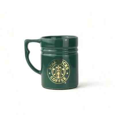 Starbucks Dark Green Covered Travel Mug Gold Siren Rubber Bottom Black Lid USA - Sold on eBay Nov, 16th 2019 for $15.99