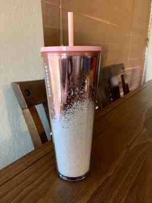 Starbucks Holiday 2019 Tumbler ROSE  GOLD Cascading Snow 24oz. Special Edition  - Sold on eBay Nov, 16th 2019 for $18.95