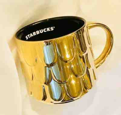 Starbucks 2019 Christmas Gold Mermaid Scales Coffee Cup Limited Ceramic Mug - Sold on eBay Nov, 16th 2019 for $15.50