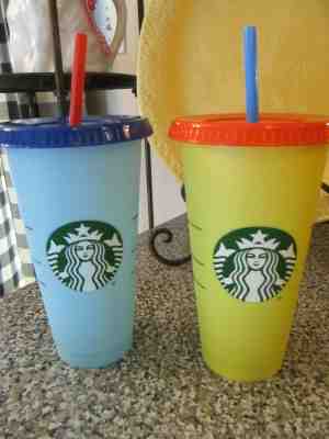 2 Cups Starbucks Color Changing Cold Cups Tumbler Venti Reusable NEW Summer 2019 - Sold on eBay Nov, 16th 2019 for $44.99