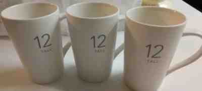 Starbucks White Coffee 12 oz Tall Mugs Cups Tea Set of 3 Year 2011 - Sold on eBay Nov, 16th 2019 for $25.99