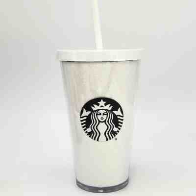  New Starbucks 2017 White Glitter Grande Cold Cup Tumbler 16 oz  - Sold on eBay Nov, 16th 2019 for $36.57