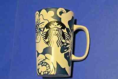 Starbucks 2015 Mug White Blue Flowers Siren Logo 16 oz USED   - Sold on eBay Nov, 16th 2019 for $29.97