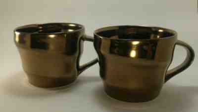 Set of 2~ Starbucks Bronze Metallic Swirl Coffee Mugs- 2013- 12 Oz  - Sold on eBay Nov, 16th 2019 for $15.00