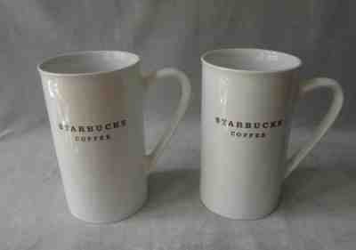 Set of 2 Starbucks Coffee Mugs Tall 12 oz Elegant Thin White Retired 2003 NOS - Sold on eBay Nov, 15th 2019 for $21.99