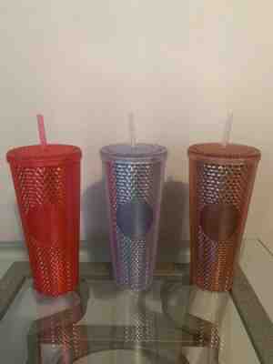 Starbucks Studded Tumblers - Lot of 3 - Rose Gold Iridescent Hot Pink - Sold on eBay Nov, 15th 2019 for $99.99
