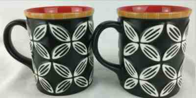 Starbucks coffee tiki mugs x 2 Hawaiian black white red bone china 2008 - Sold on eBay Nov, 15th 2019 for $22.99