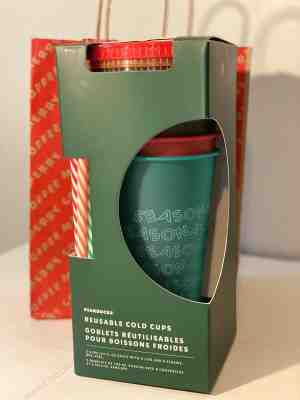 Starbucks 2019 Holiday Reusable Cold Cups 5 Pack with Straws - Sold on eBay Nov, 14th 2019 for $16.50