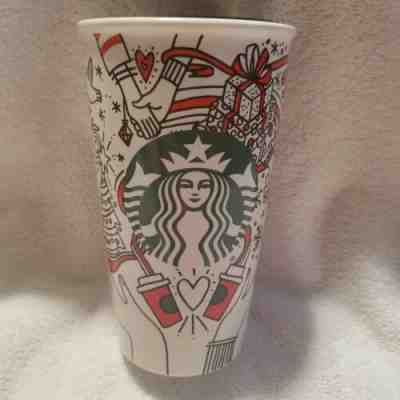 Starbucks Christmas Holiday 2017 Red White Presents Party Travel Mug Tumbler Lid - Sold on eBay Nov, 13th 2019 for $24.95