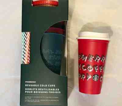 Starbucks Holiday Reusable Cold Cups 5 Pack Straws Christmas 2019 +Bonus Red Cup - Sold on eBay Nov, 19th 2019 for $24.95
