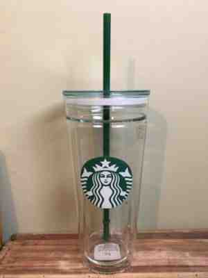 Starbucks Venti Clear Glass Double Wall Cold Cup Tumbler 20 oz Brand New Rare - Sold on eBay Nov, 19th 2019 for $65.00