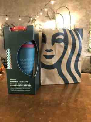 Starbucks 2019 Holiday Christmas  Reusable Cold Cups 5 pack w/ Straws - Sold on eBay Nov, 19th 2019 for $17.00