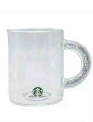 New Starbucks 2019 Holiday Christmas Glass Mug w/ Glitter Handle 12 Ounce  - Sold on eBay Nov, 19th 2019 for $30.00