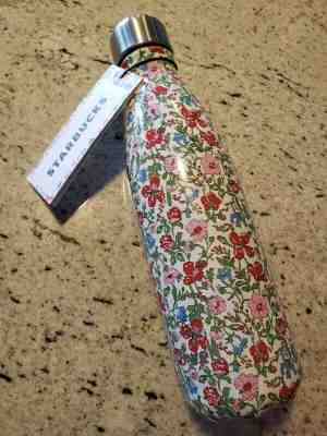 STARBUCKS LIBERTY OF LONDON FABRICS AND SWELL WHITE FLORAL WATER BOTTLE 17OZ - Sold on eBay Nov, 19th 2019 for $33.00
