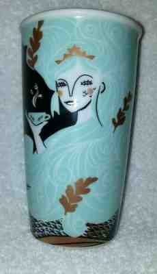 New Starbucks Blue Black Gold Lady Design Double Wall 12 Oz Travel Tumbler Mug  - Sold on eBay Nov, 20th 2019 for $19.99