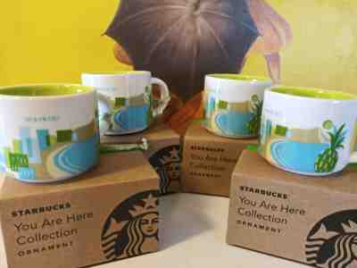 STARBUCKS YOU ARE HERE COLLECTION ORNAMENT WAIKIKI 2 fl/oz  SET OF 4 - Sold on eBay Nov, 20th 2019 for $29.99