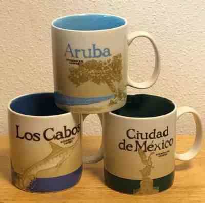 Starbucks Mugs ARUBA, LOS CABOS, CIUDAD DE MEXICO City Global Icon Series NEW