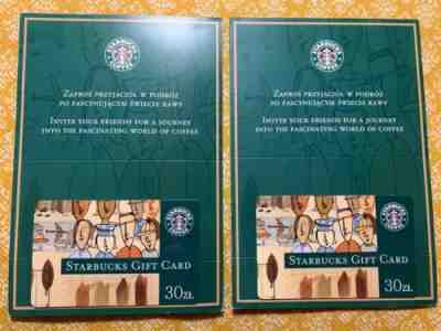 Starbucks Cards Poland Old Logo 30Z? W/ Sleeves Lot of 2 - Sold on eBay Nov, 19th 2019 for $78.09
