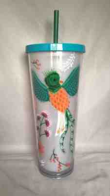 Starbucks Quetzel Bird Flower Acrylic Cold Cup 24 Oz 2017 BPA Free - Sold on eBay Nov, 19th 2019 for $30.00