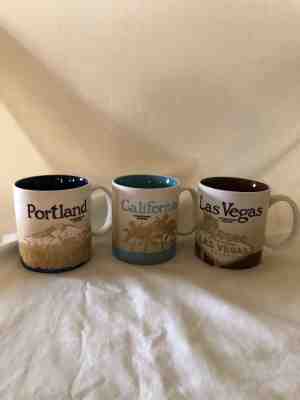 LOT of 3 Starbucks 16oz Collector Series Mugs Las Vegas, California, Portland - Sold on eBay Nov, 19th 2019 for $30.00