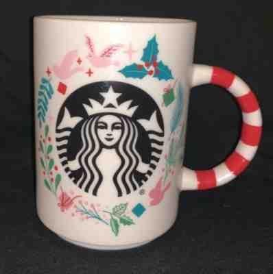 Starbucks 2018 Christmas Holiday Mug Holly Candy Cane Handle Ceramic 12 oz EUC - Sold on eBay Nov, 19th 2019 for $19.95