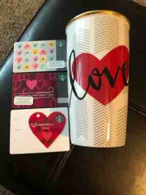 Brand New! 2015 Starbucks Valentines Ceramic Tumbler 12 fl oz  PLUS Cards - Sold on eBay Nov, 19th 2019 for $19.00