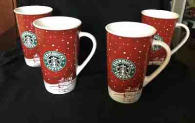 Starbucks Set Of Four 2007 Holiday Ice Skating Coffee Tea Mugs 16 oz Grande - Sold on eBay Nov, 19th 2019 for $40.00