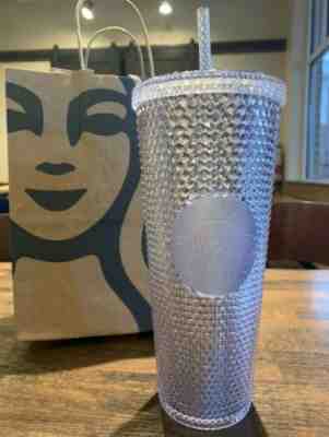 Starbucks 2019 BLING SILVER PLATINUM Studded Tumbler Venti 24oz Holiday ON HAND! - Sold on eBay Nov, 19th 2019 for $27.00