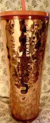 Holiday 2019 Starbucks Rose Gold Mirrored Wavy Cold-Cup Tumbler Venti 24oz NWT - Sold on eBay Nov, 19th 2019 for $29.00