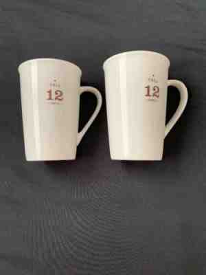 Starbucks 12 Oz White Brown Lettering Tall Coffee Mug 2010 SET OF 2 - Sold on eBay Nov, 19th 2019 for $15.00