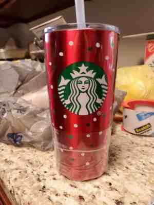 Starbucks Holiday Christmas Stainless Steel Tumbler Cup 20oz Polka Dot - Sold on eBay Nov, 20th 2019 for $19.99