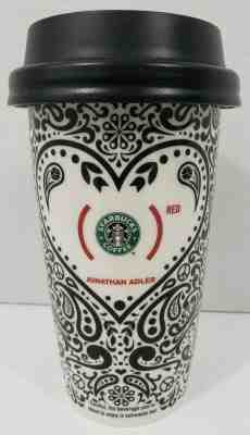 STARBUCKS Jonathan Adler Black Paisley Red 12 oz Coffee Tumbler Travel Mug Cup  - Sold on eBay Nov, 20th 2019 for $24.99