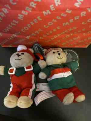 New Starbucks 2019 Merry Christmas Gift Bearista Bears 5” Set Of Two - Sold on eBay Nov, 20th 2019 for $36.00