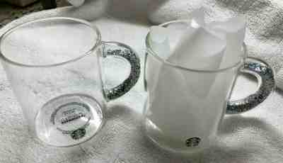 2 Starbucks Glitter Handle Glass Mug 2019 Holiday Collectable Cup 12 oz NWT Gift - Sold on eBay Nov, 20th 2019 for $49.99
