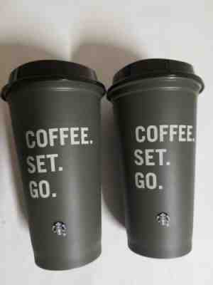 NEW Set of 2 Starbucks Reusable Hot Cup Coffee Set Go With A Black Lid Fall 2019 - Sold on eBay Nov, 20th 2019 for $18.90