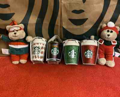 Set Of 6 2019 Starbucks Christmas Ornaments Barista Bears Sparkle Cups NEW!! - Sold on eBay Nov, 20th 2019 for $85.00