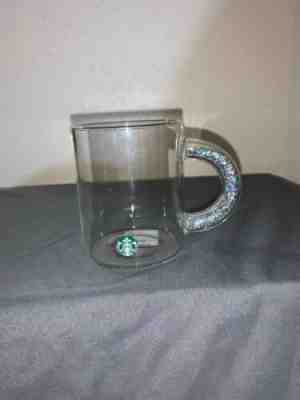 New 2019 Rare Starbucks Holiday Clear Glass W/ Sliver Glitter Inside Handle Mug - Sold on eBay Nov, 20th 2019 for $30.00