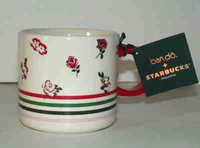 Starbucks Bando RED PiNK ROSE FLORAL STRIPED Coffee Mug 12oz NWT HTF - Sold on eBay Nov, 20th 2019 for $16.95