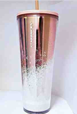 ??Starbucks Holiday 2019 Venti Tumbler MIRROR ROSE  GOLD Cascading Snow ?? RARE? - Sold on eBay Nov, 20th 2019 for $24.99