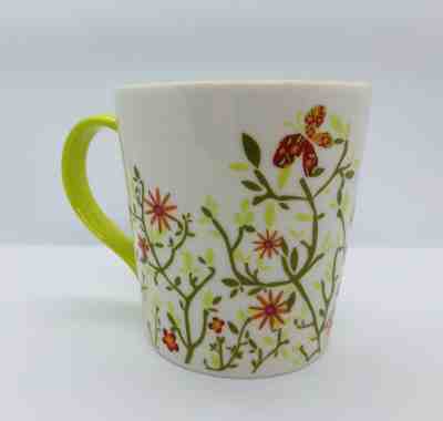 2007 STARBUCKS Flowers & Butterflies Orange Lime Green Mug Cup 12 Ounce - Sold on eBay Nov, 20th 2019 for $17.99