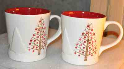 2 Starbucks® Holiday 2008 CHRISTMAS TREE Embossed 14 oz Ceramic Coffee Mugs NEW - Sold on eBay Nov, 20th 2019 for $45.88