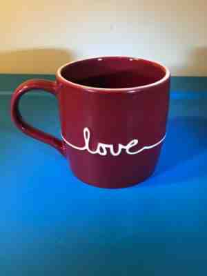 Starbucks Valentines  Red Hearts LOVE coffee mug 2010 Ruby Red New Bone China - Sold on eBay Nov, 20th 2019 for $21.24