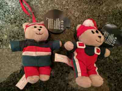 Set Of two Mini 4” Starbucks Bearista Bears Plush Christmas 2019 Limited Edition - Sold on eBay Nov, 20th 2019 for $17.00